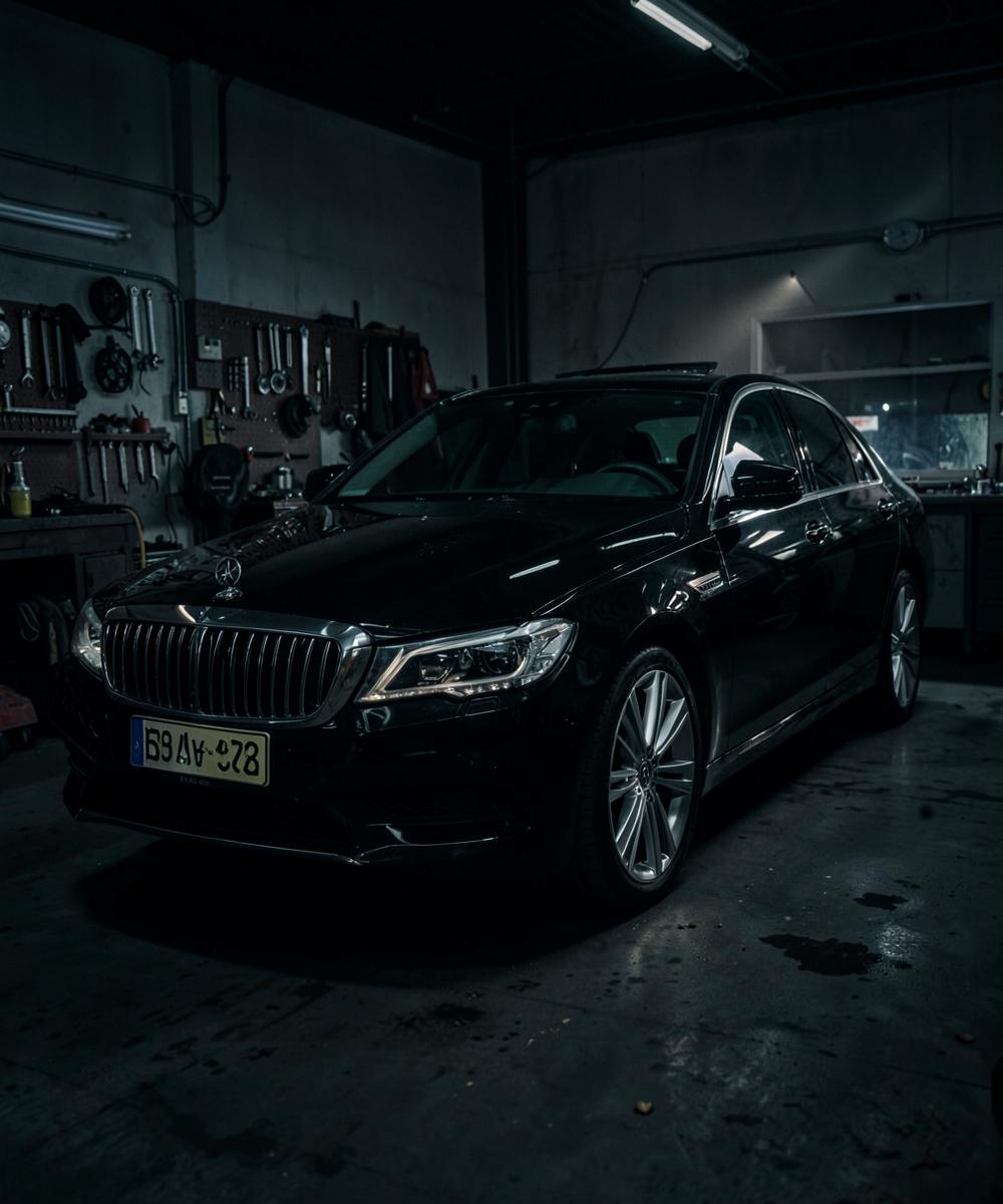 Sedã premium preto em oficina especializada BMW em São José/SC